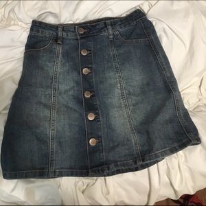 Button down denim skirt